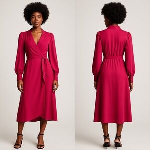 Julia Jordan Raspberry Silky Wrap Dress Size‎ 6